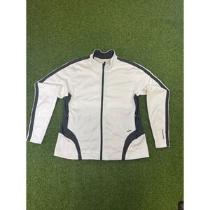 Brooks Equilibrium Technology Running Jacket Womens XL White Gray Full Zip Mesh